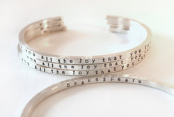 "I wish you all the joy" Silver Shakespeare Cuff Bracelet