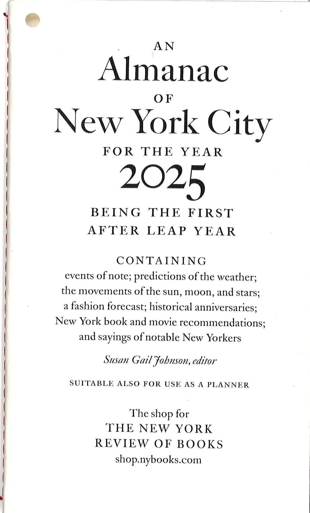 New York City Almanac and Planner, 2025