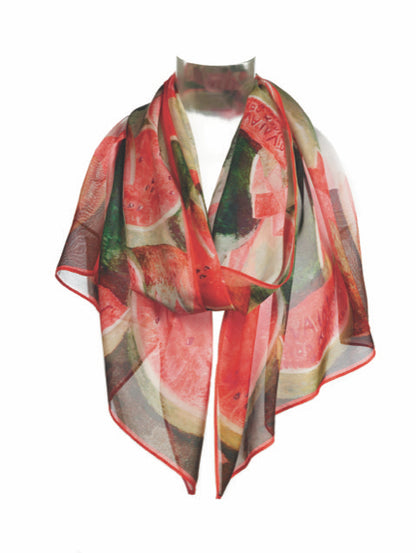 Frida Kahlo Watermelon Silk Chiffon Scarf