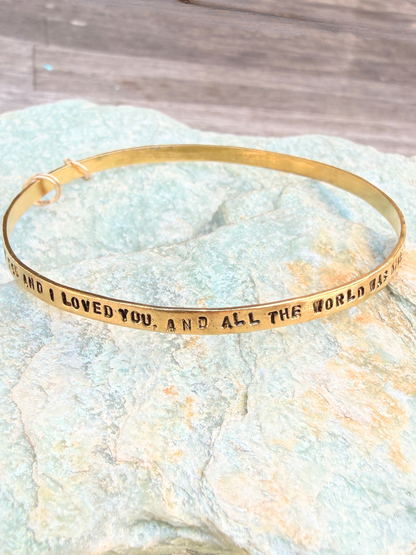 “And All the World Was Mine” Gold Bracelet