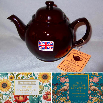 Brown Betty Tea Pot and Tea Set