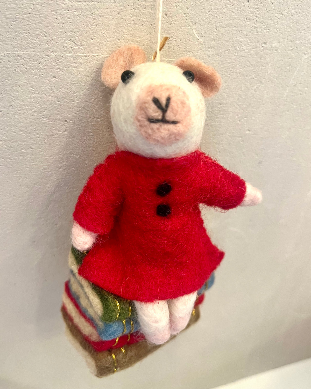 Mouse On Books Ornament