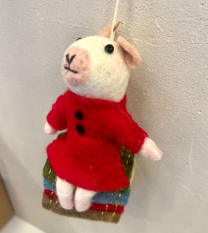 Mouse On Books Ornament