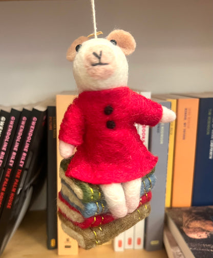 Mouse On Books Ornament