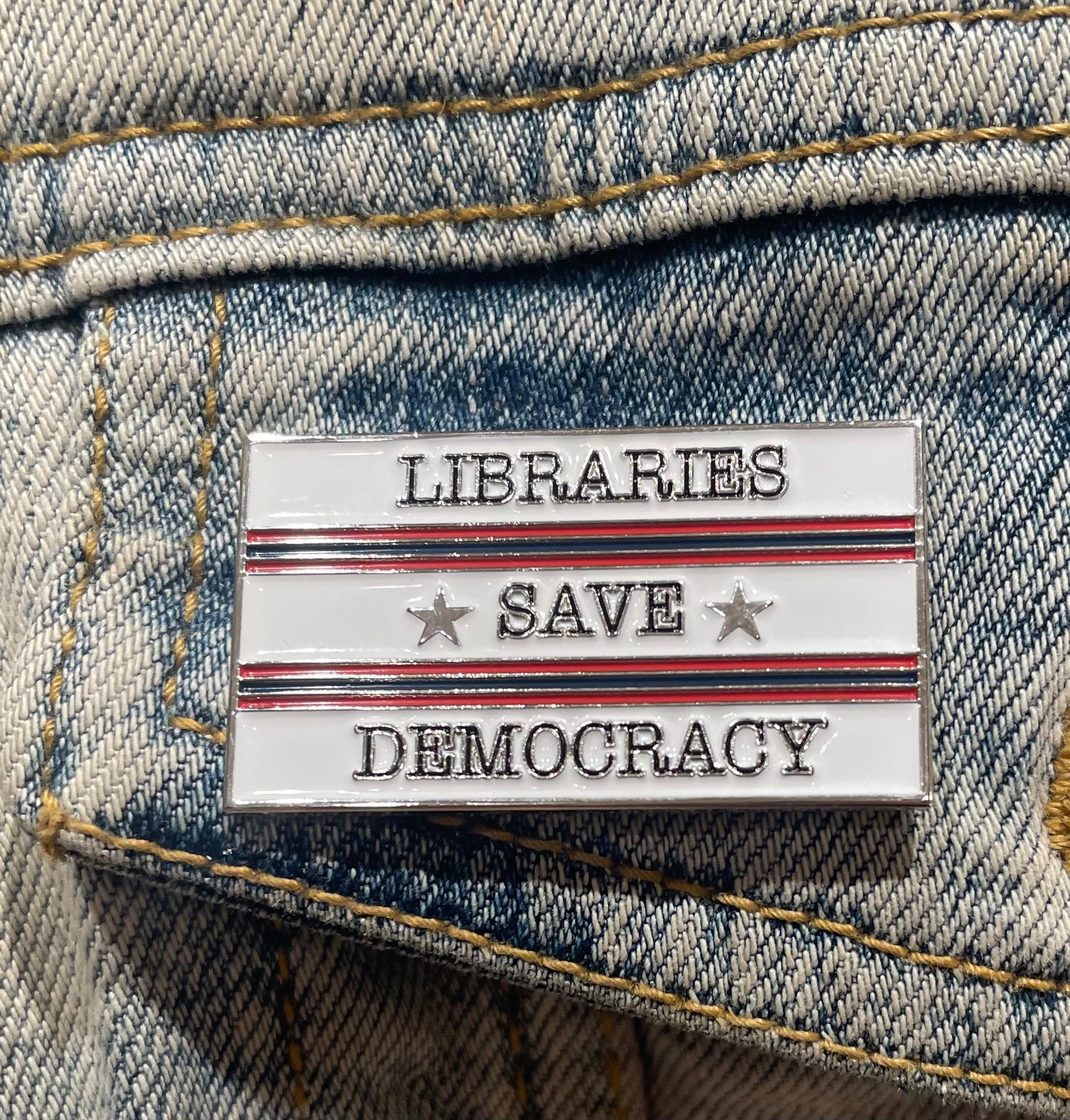 Libraries Save Democracy Pin