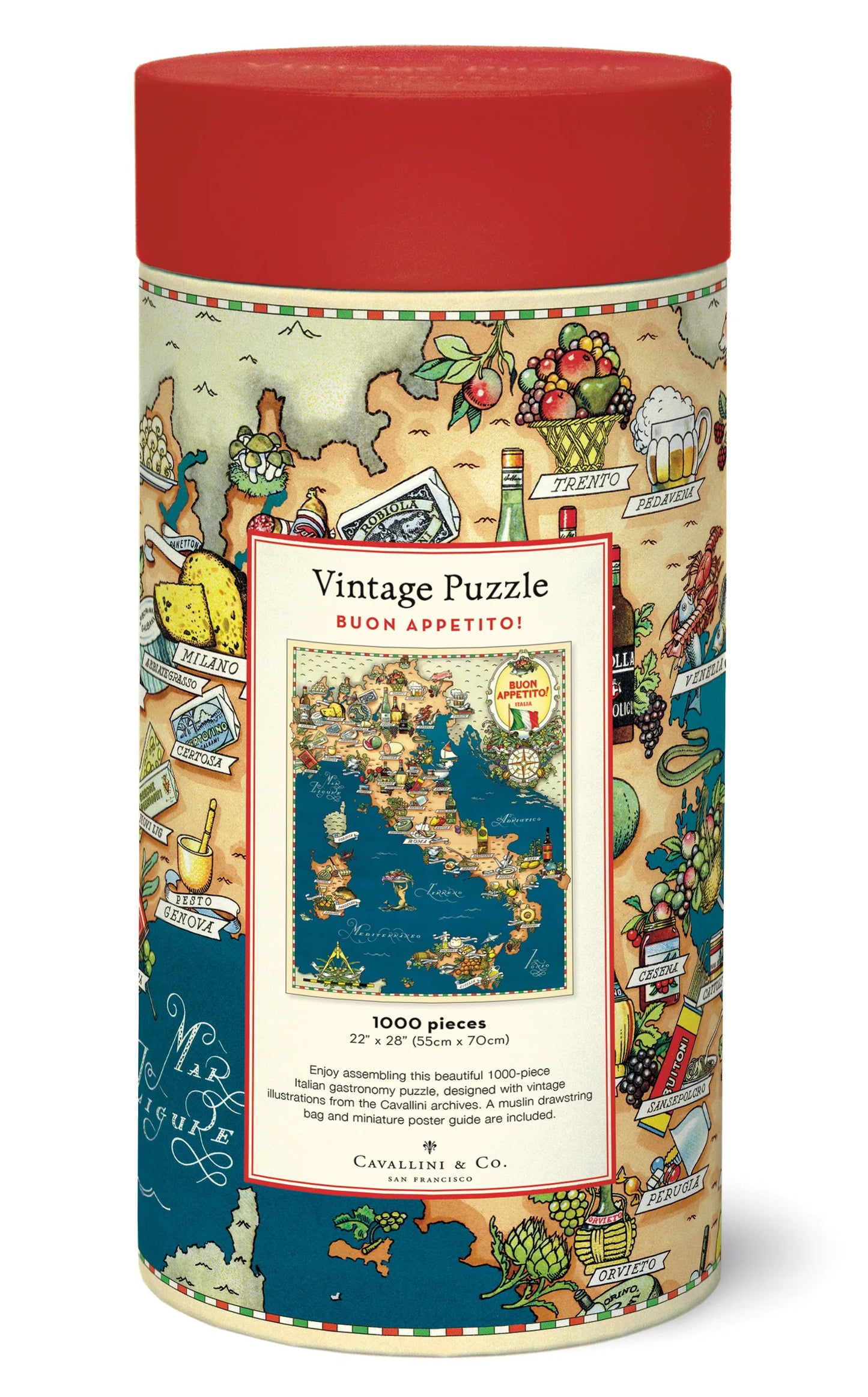 Vintage Culinary Map of Italia: 1,000-Piece Puzzle