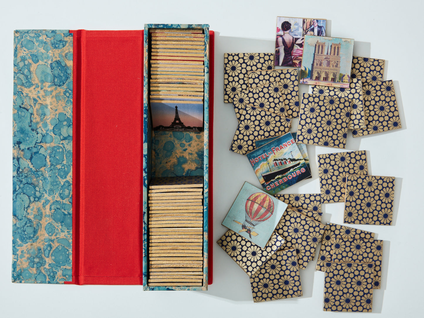 Handmade Memory Game with Vintage Imagery—Wanderlust