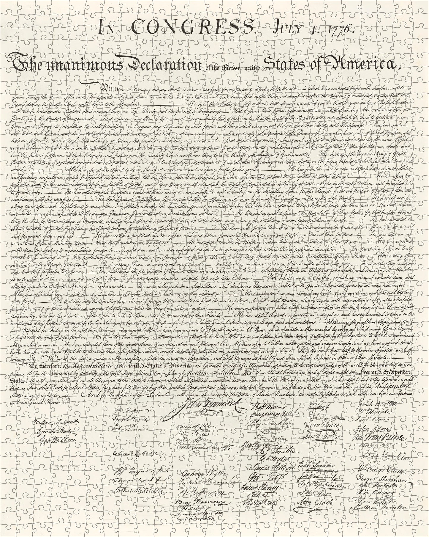 Map of DC and Declaration of Independence: 1,000-Piece Double-Sided Puzzle