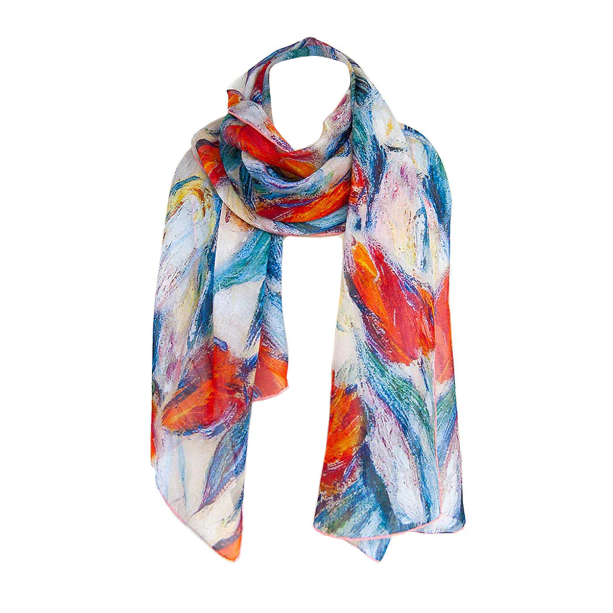 Monet Tulips Silk Chiffon Scarf