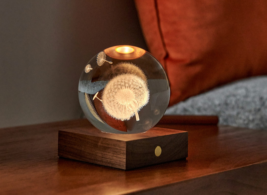 Illuminated Dandelion Crystal Ball