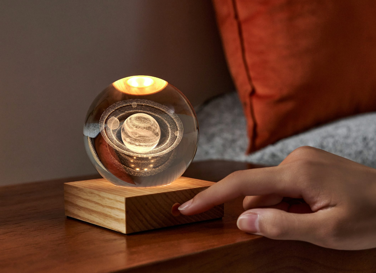 Illuminated Saturn Crystal Ball