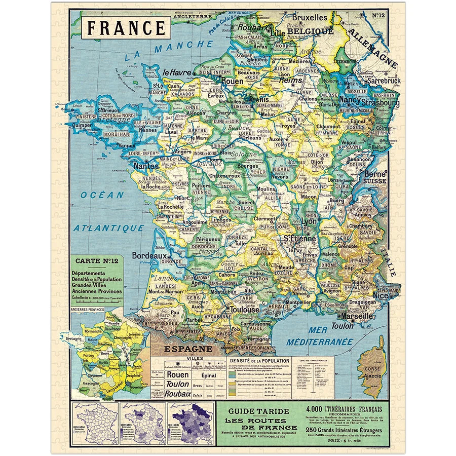 Vintage Map of France: 1,000-Piece Puzzle