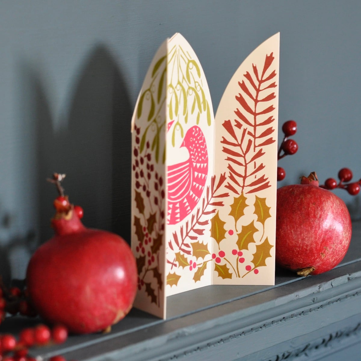 Winter Bird Triptych Holiday Card