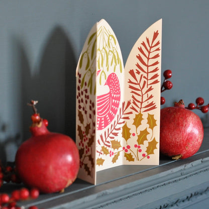 Winter Bird Triptych Holiday Card