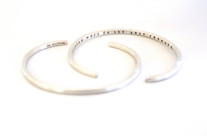 “Living Well Is the Best Revenge” Silver Bracelet