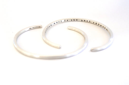 “Living Well Is the Best Revenge” Silver Bracelet