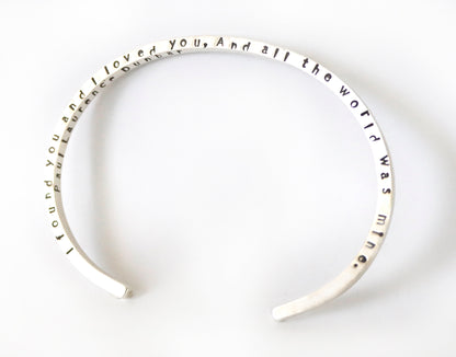 “And All the World Was Mine” Silver Bracelet