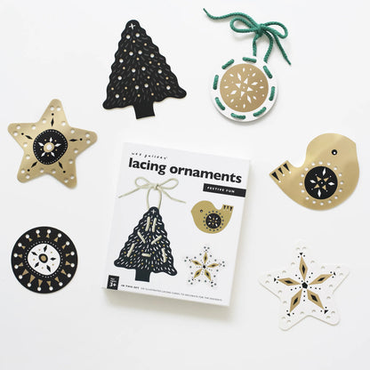 Festive Ornament Lacing Cards