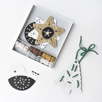 Festive Ornament Lacing Cards