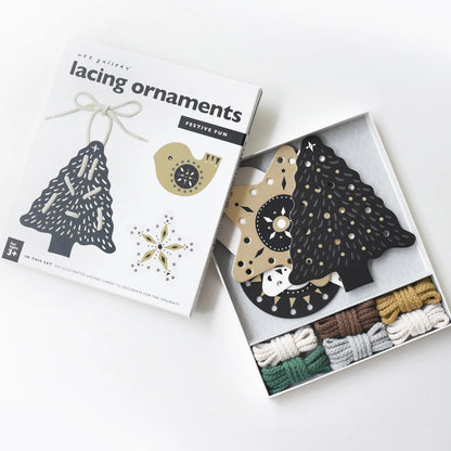 Festive Ornament Lacing Cards