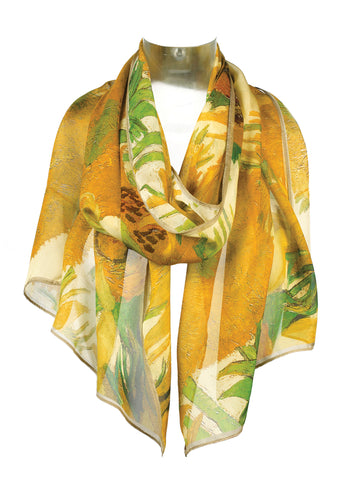 Van Gogh Sunflowers Silk Chiffon Scarf