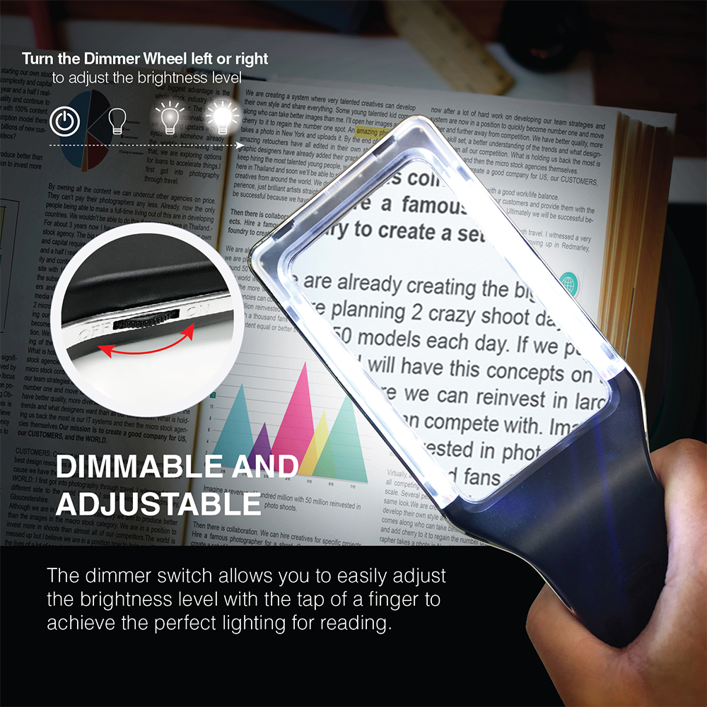 Rechargeable Hand-Held Dimmable Magnifier