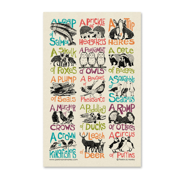 Collective Noun Animals Tea Towel