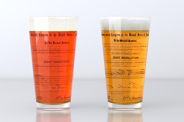 Prohibition and Repeal Amendments Pint Glasses